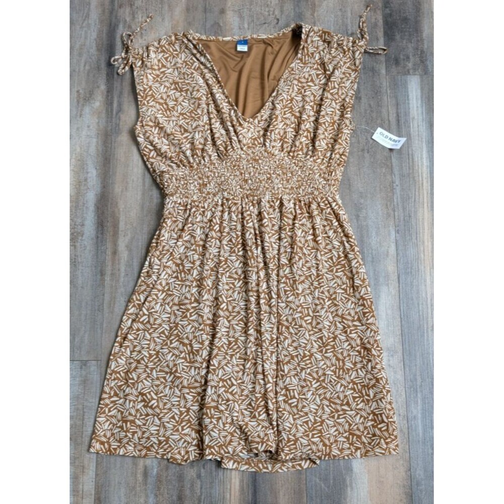 Old Navy Waist-Defined Sleeveless Tie-Shoulder Smocked Mesh Mini Dress Medium